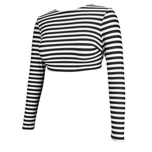 Cocoship Long Sleeve Swim Shirt Rash Guard Womens 10 Black White Striped